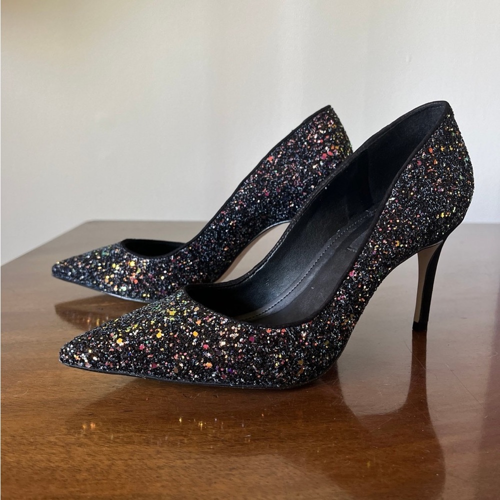 Ava & Aiden Black Multicolor Glitter Heels